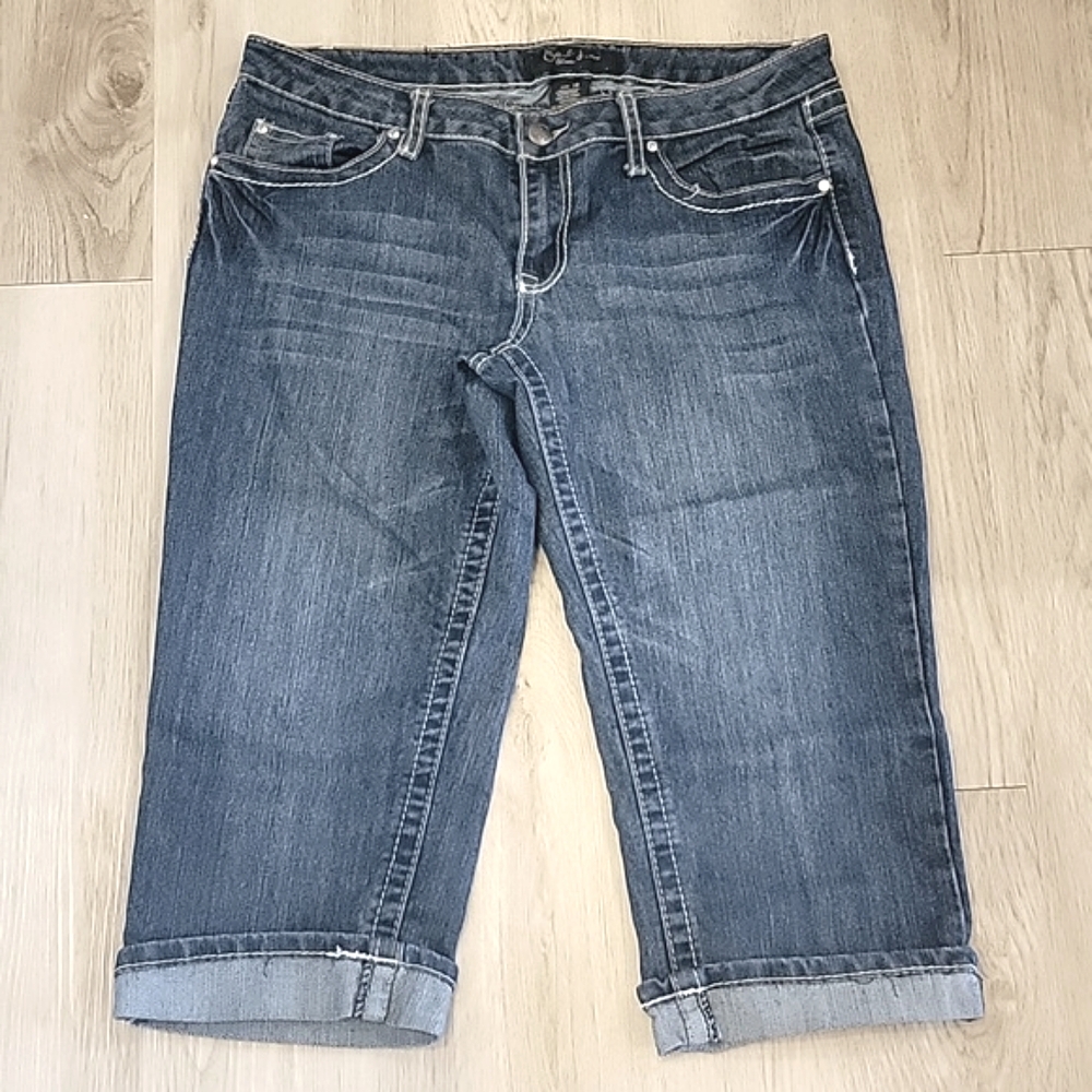 🍃 Earl Jeans capri shorts bling Juniors Sz 13